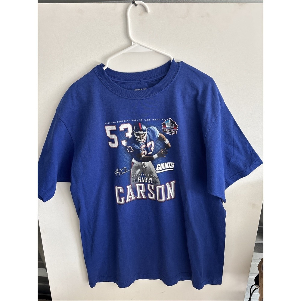 Harry Carson Hall of Fame 2006 Giants Shirt Reebok Blue Men's L NFL Legends Tee
